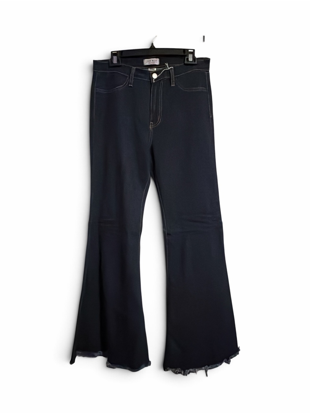 NWOT Judy Blue High Waist Raw Hem Flare Jeans 13/31 Dark Wash